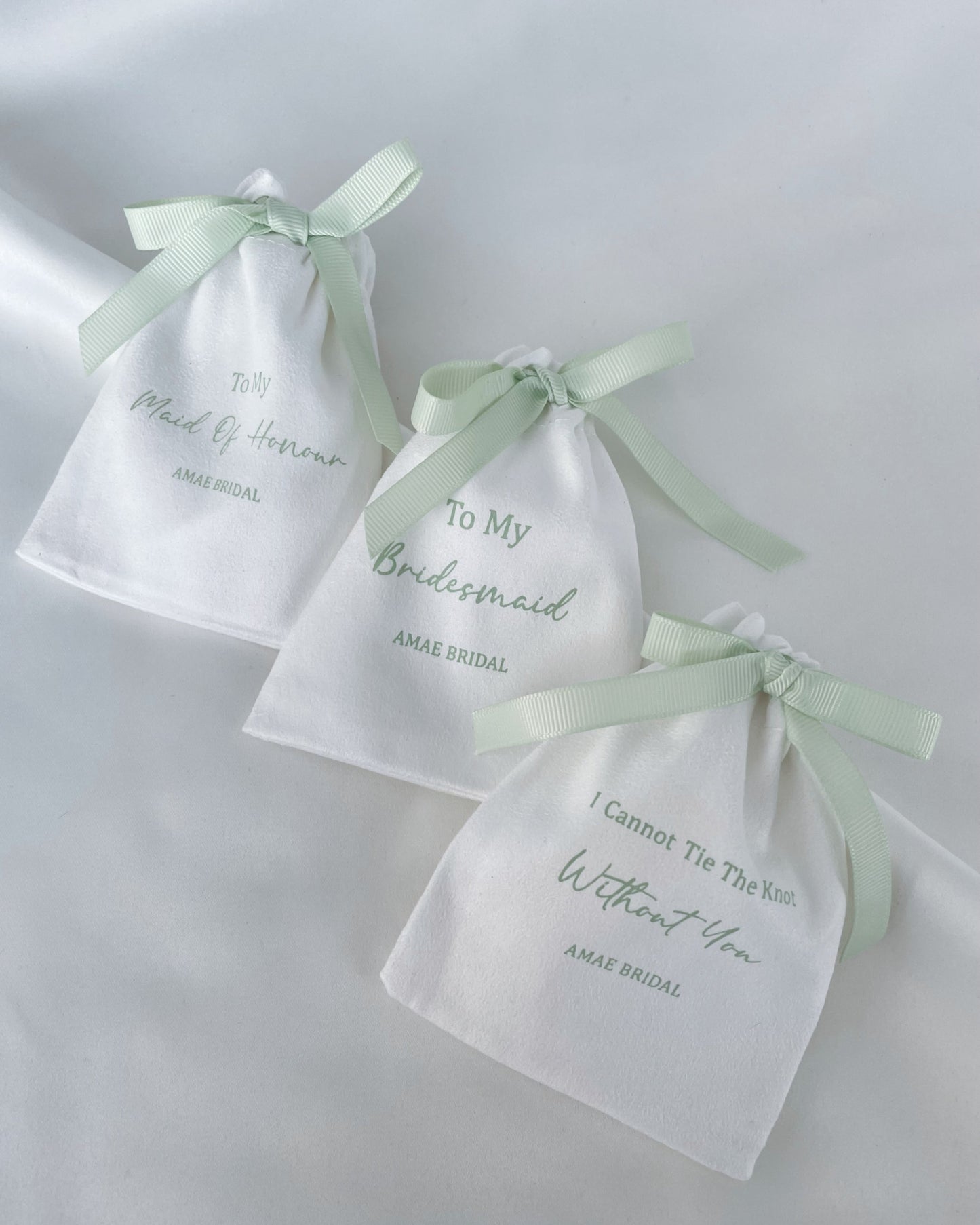 Green Bow Bridal Party Pouches