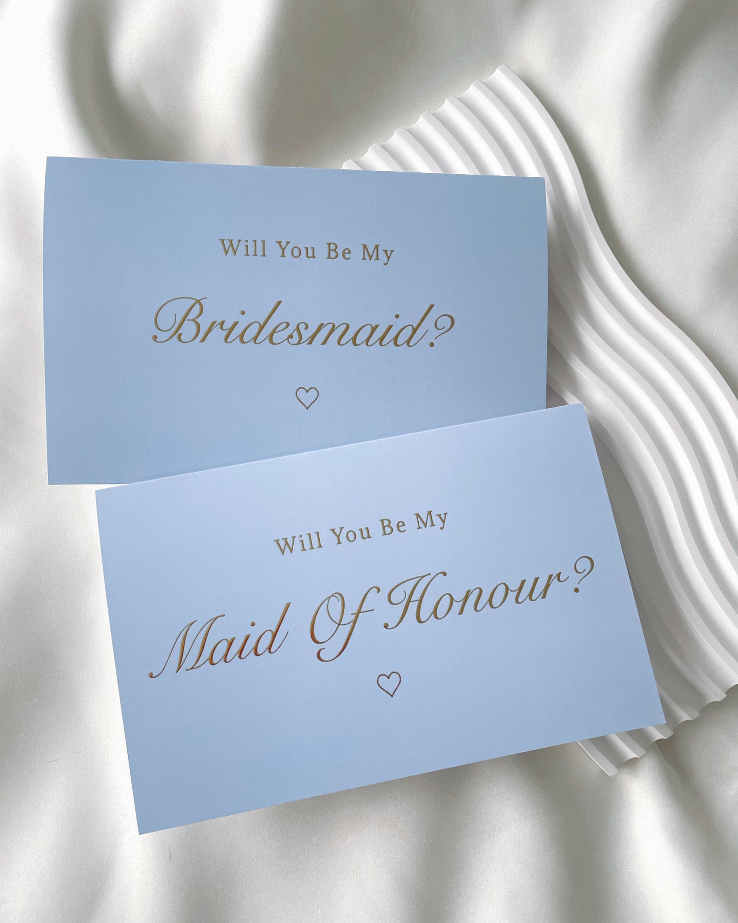 Will You Be My Bridesmaid - Blue Gold Foil Card