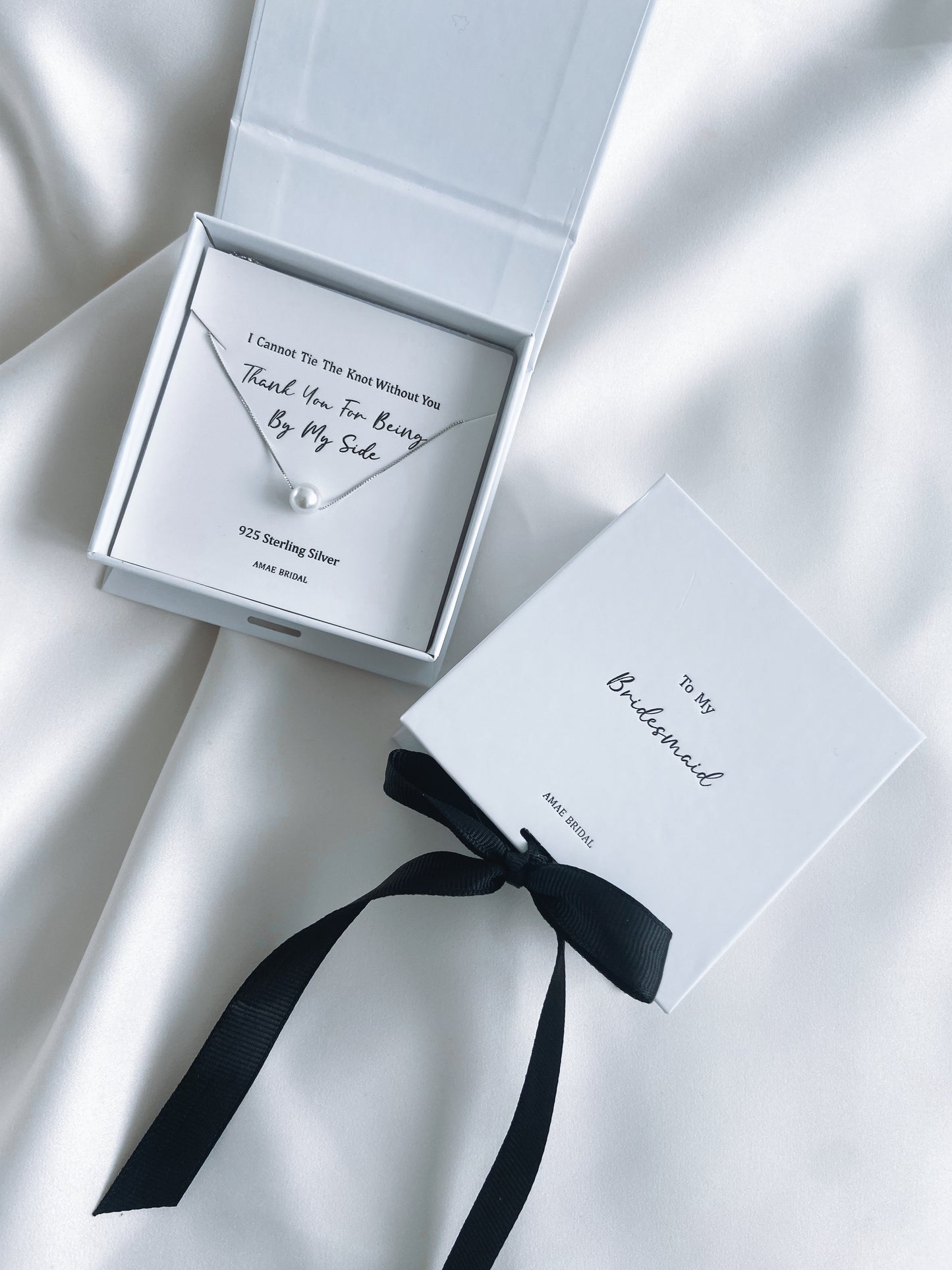 Bridesmaid Sterling Silver Pearl Necklace Gift