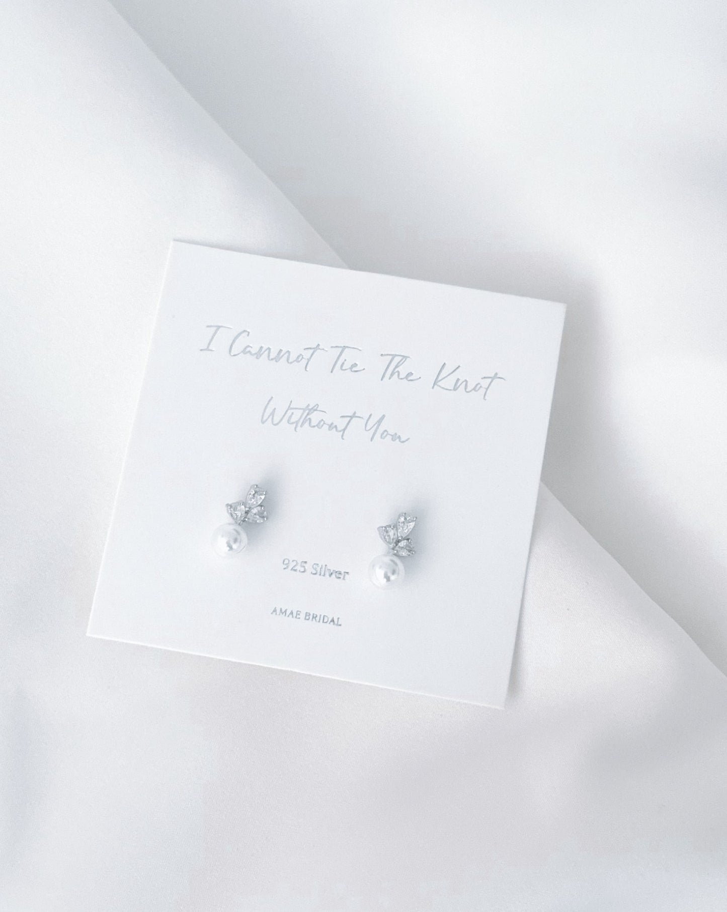 Sterling Silver Pearl Leaf Bridesmaid Earrings