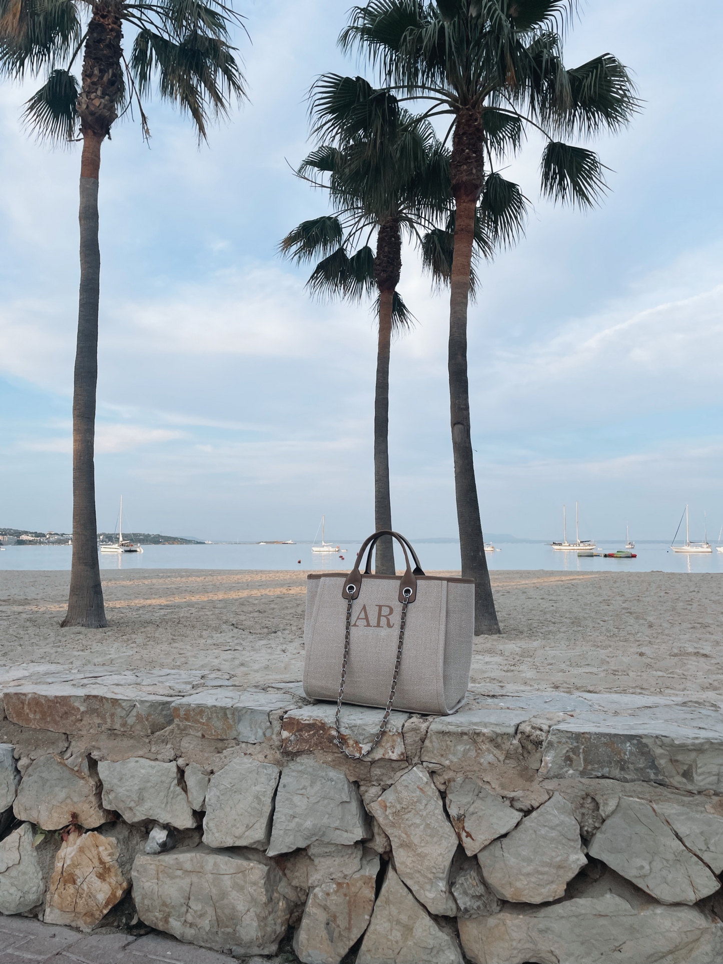 Personalised Initial Beach Bag - Brown