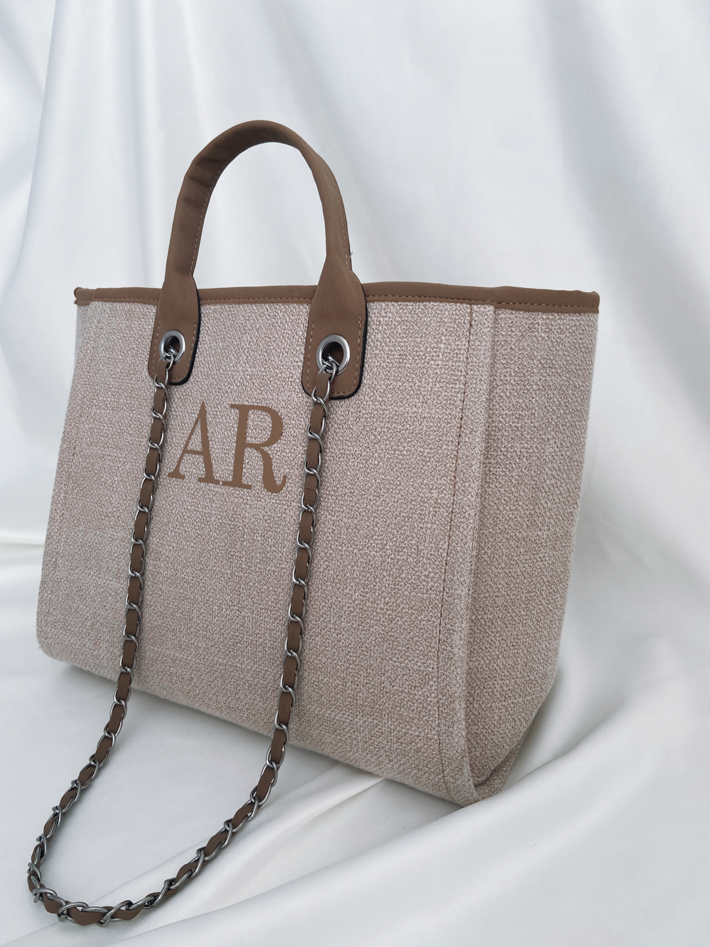 Personalised Initial Beach Bag - Brown