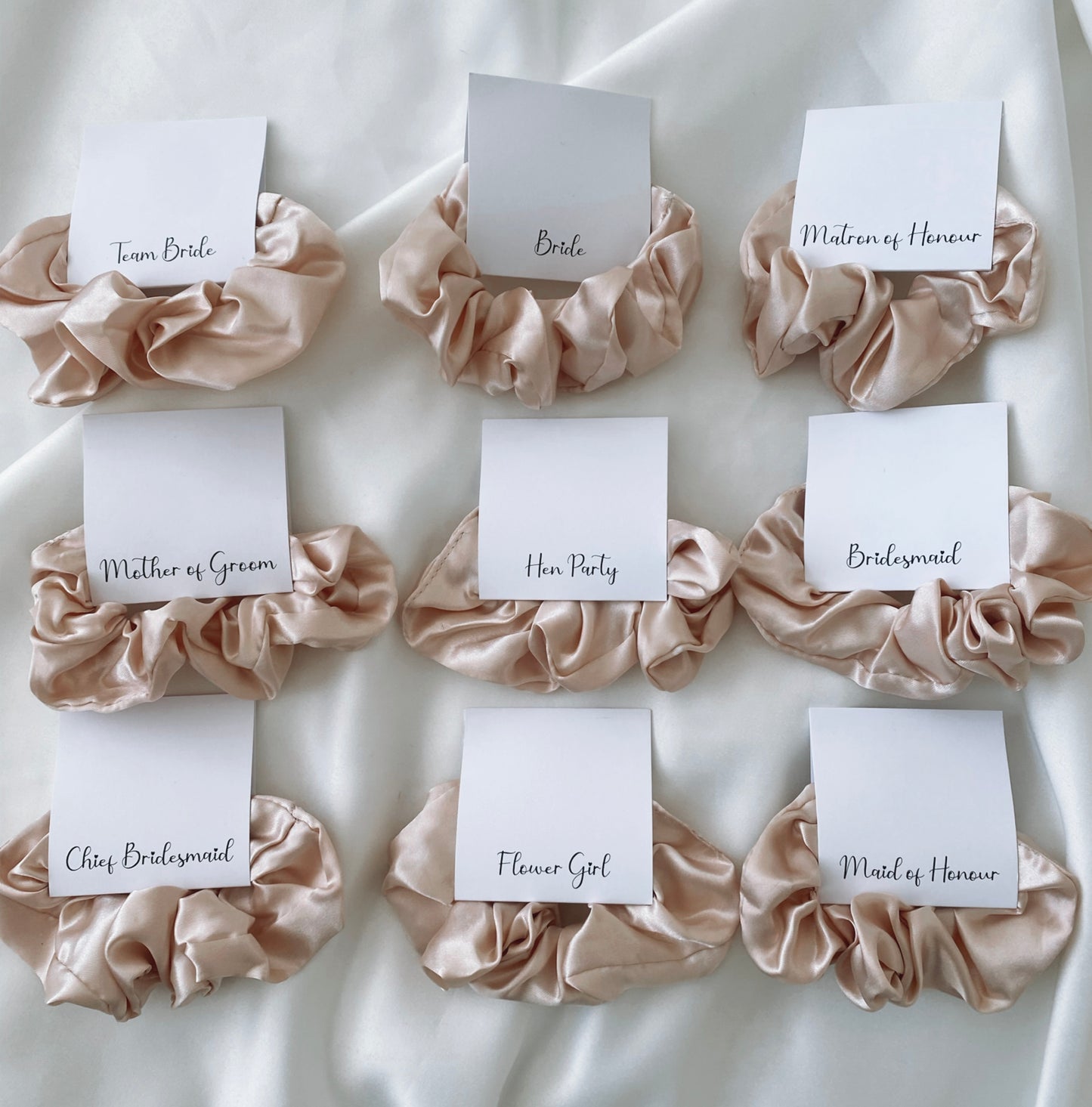 Personalised Champagne Satin Scrunchie