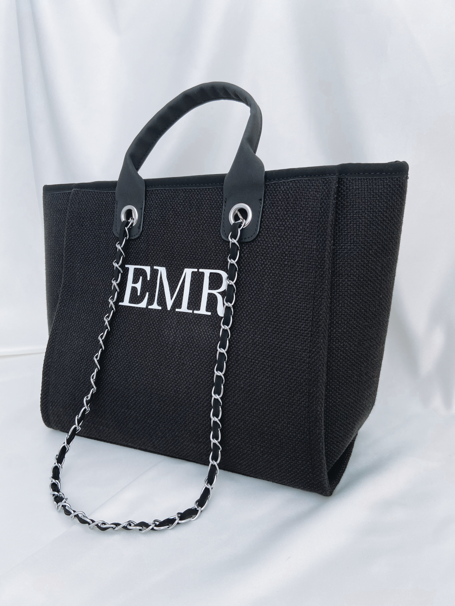 Personalised Initial Beach Bag - Black
