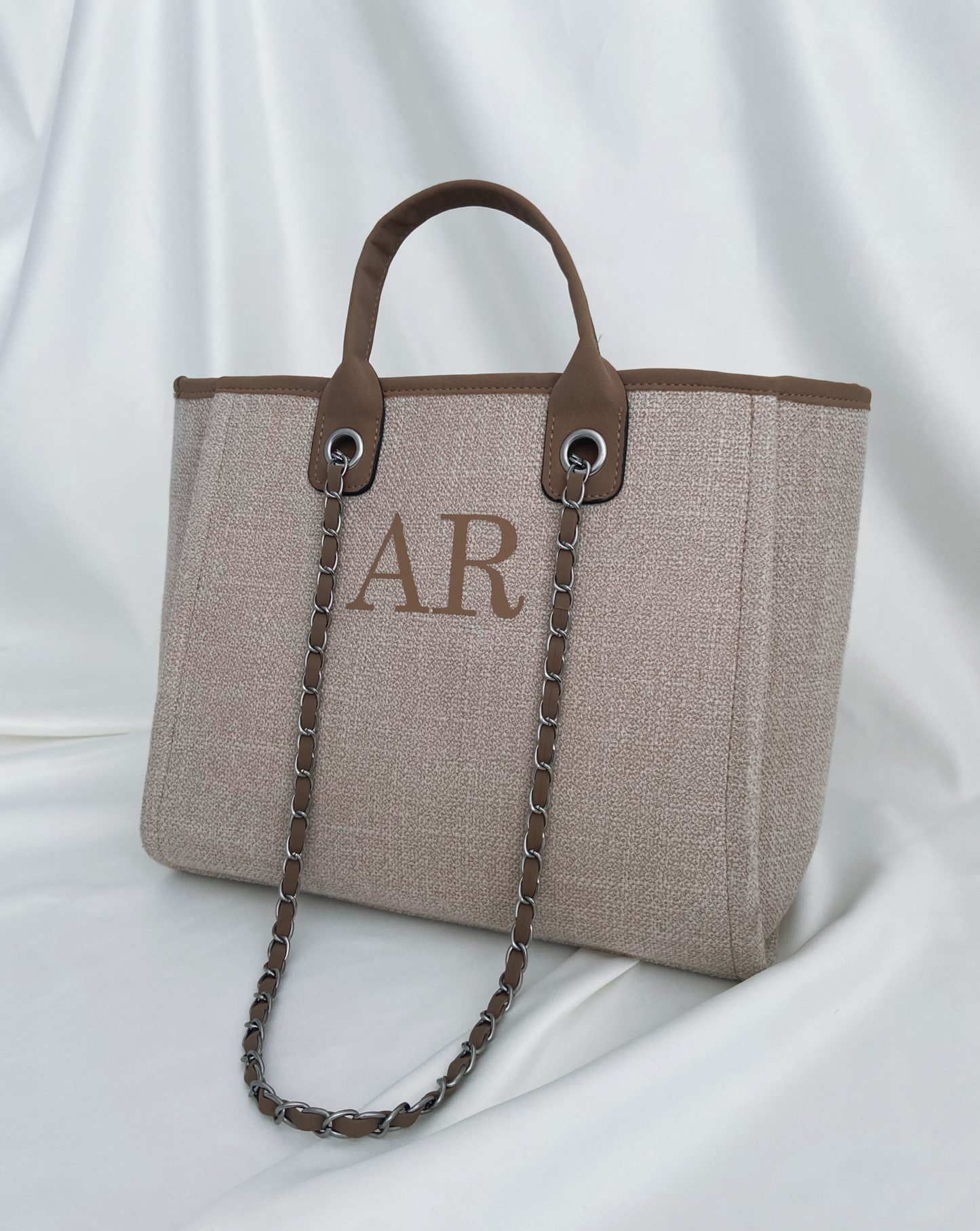 Personalised Initial Beach Bag - Brown