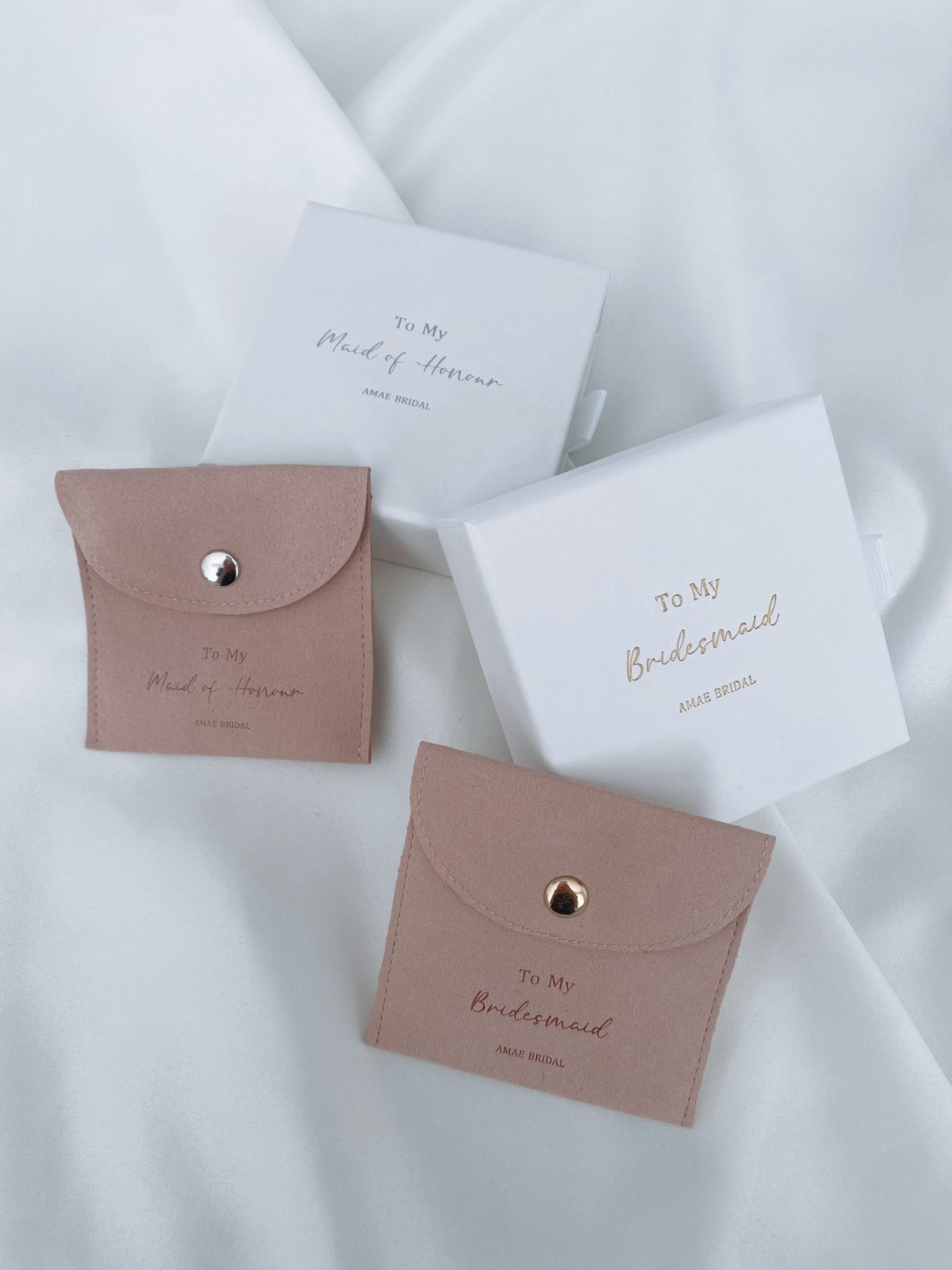 Pink Personalised Bridal Party Jewellery Pouches