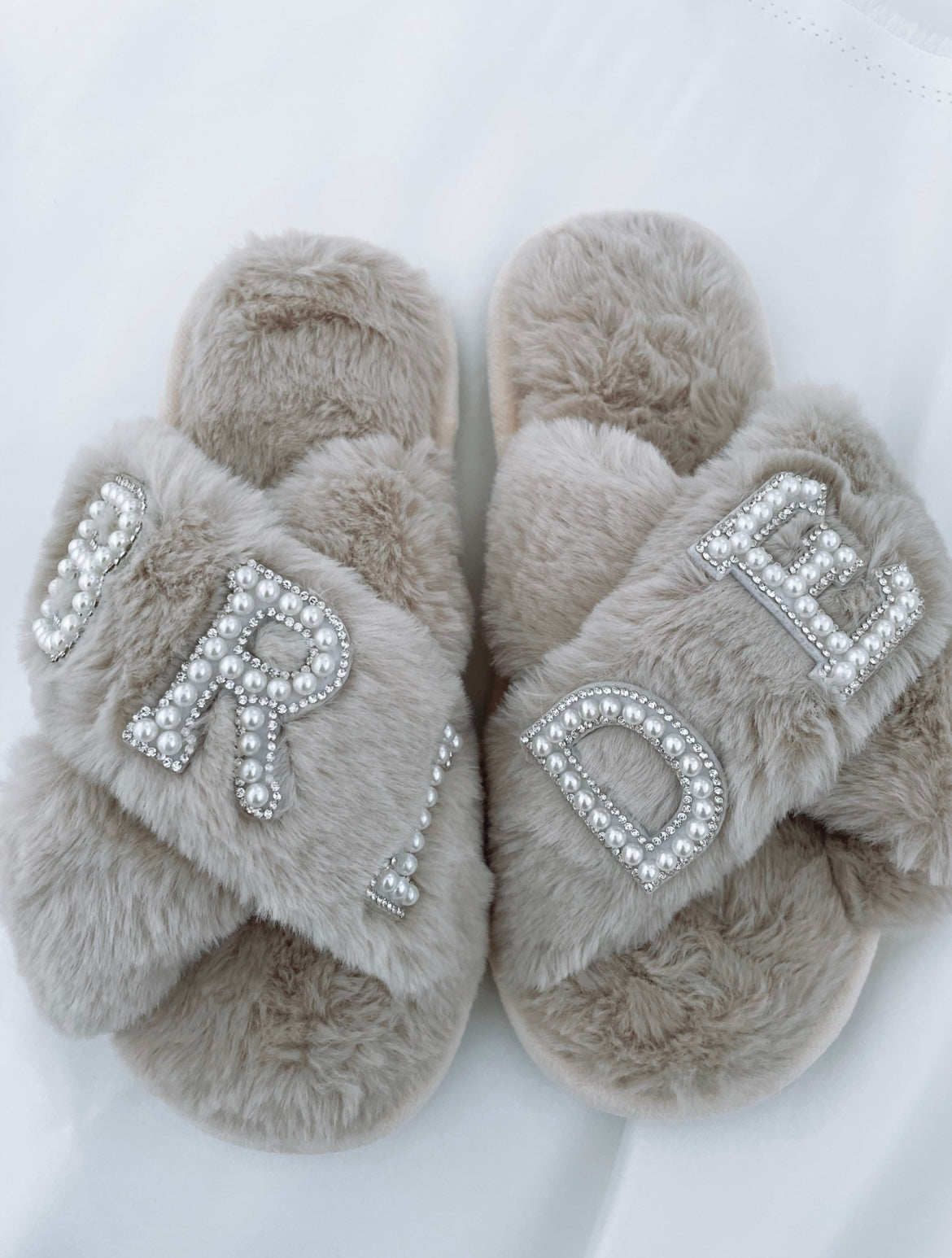 Personalised Fluffy Slippers- Nude, Black, Pink, Green
