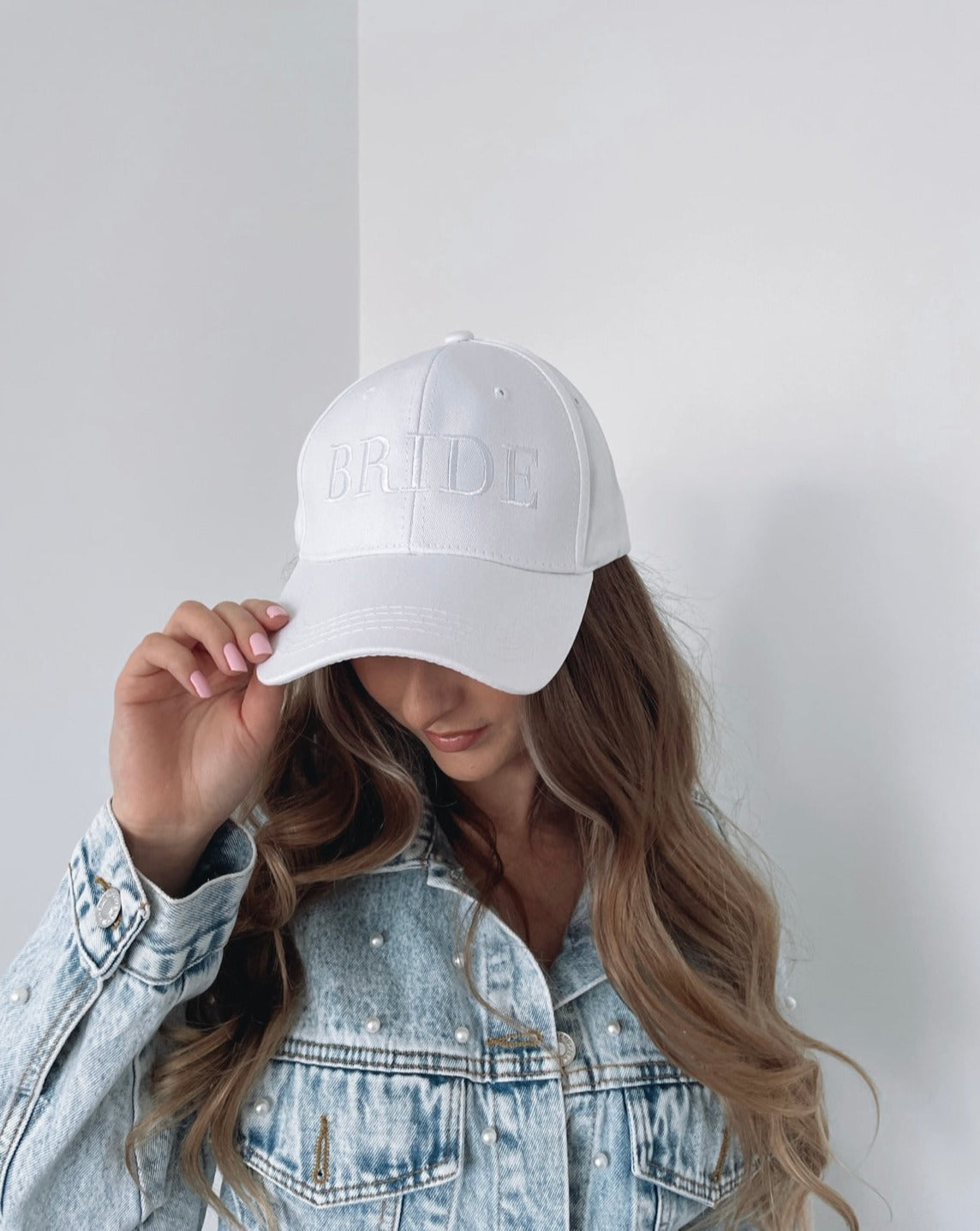White Embroidered Bride Cap