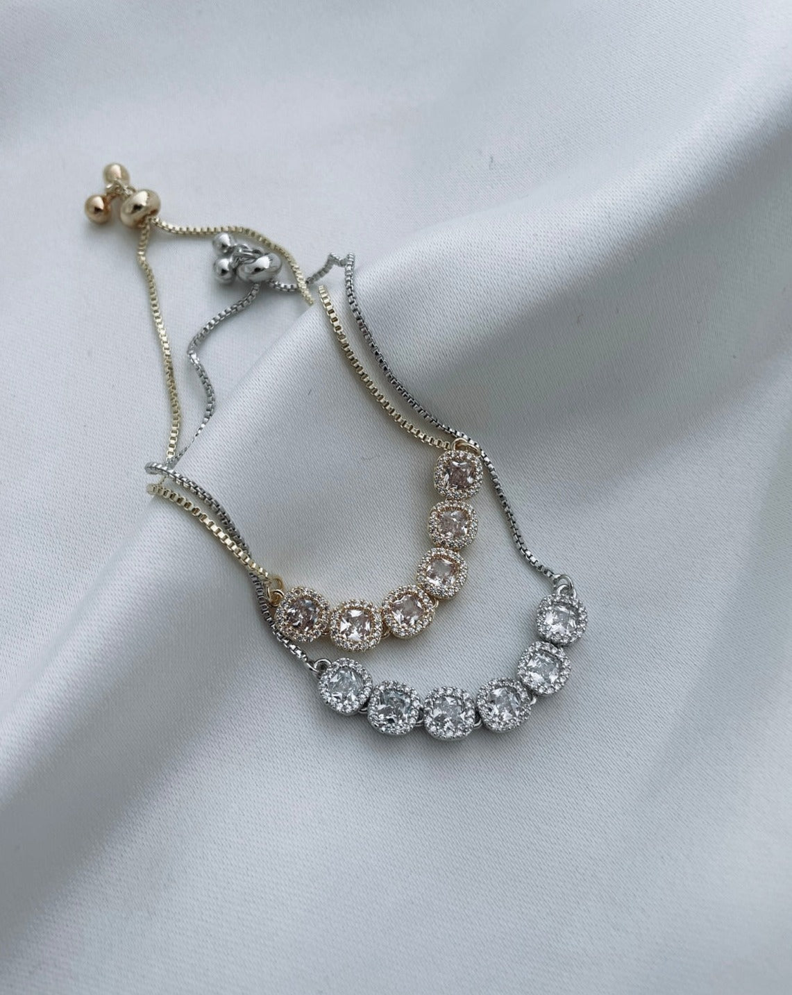 Silver Round Diamante Slider Bracelet
