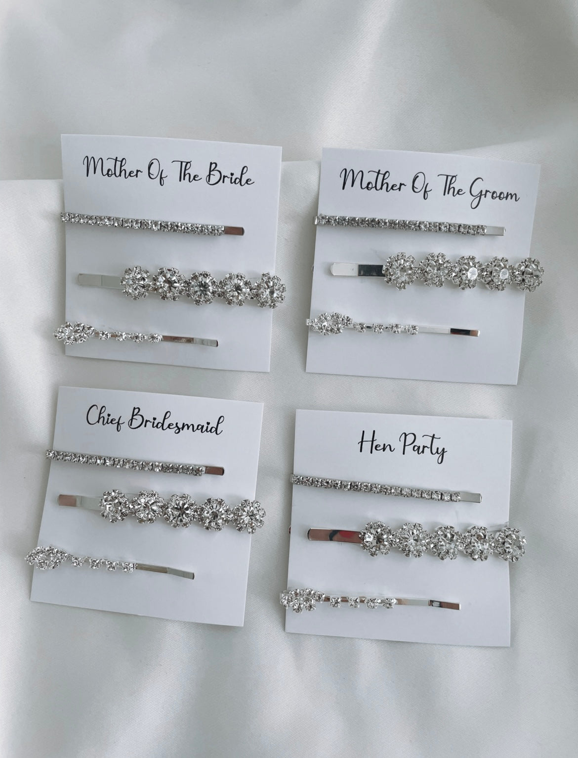 Personalised Silver Diamante Hair Clips
