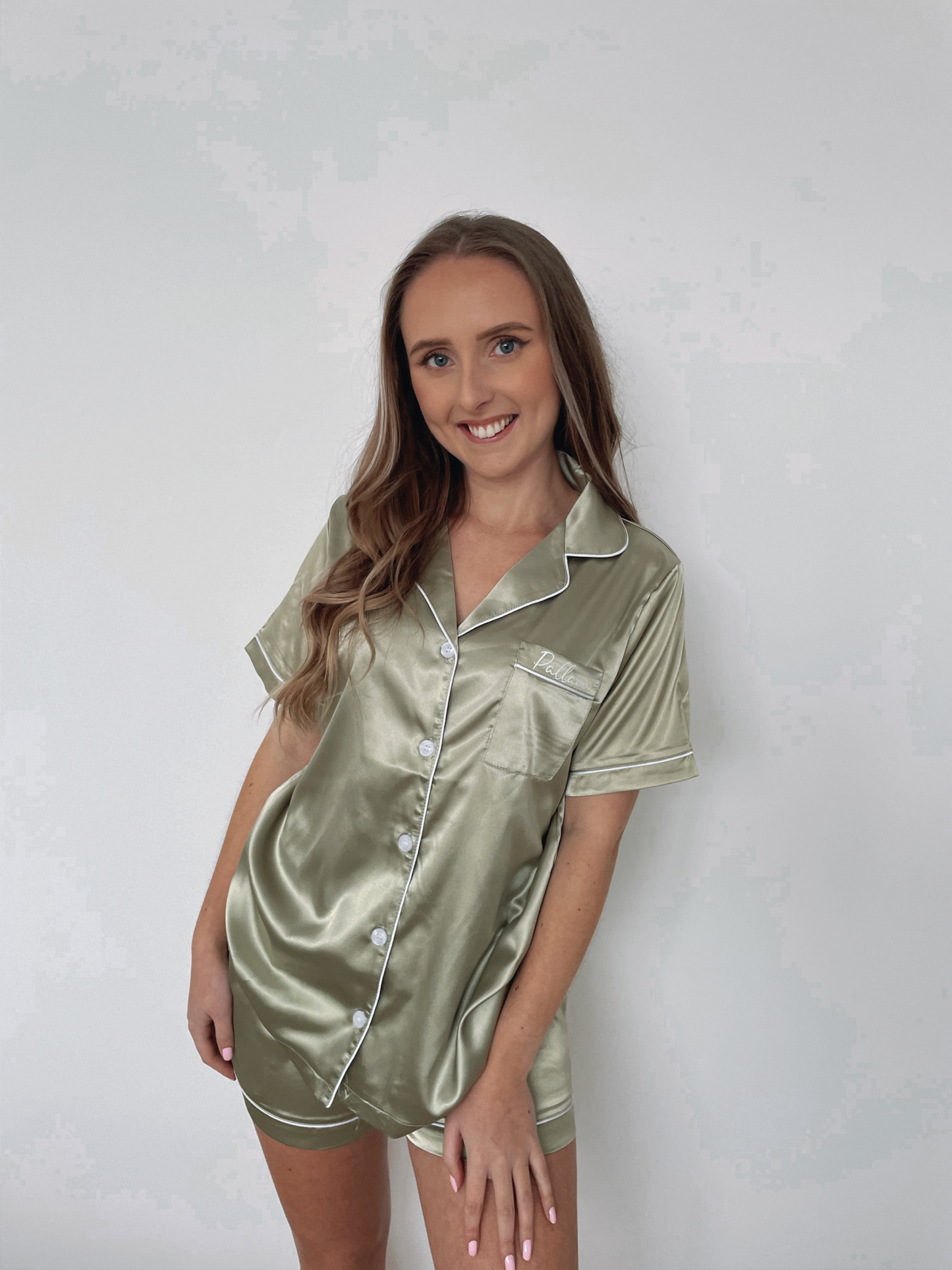 Personalised Dusty Sage Pyjamas - Short