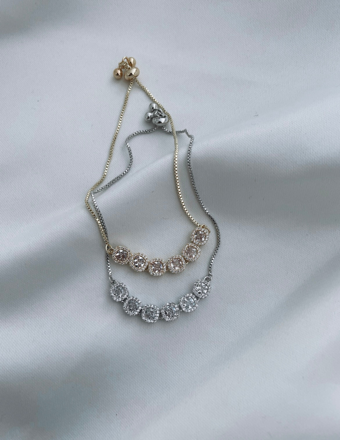 Silver Round Diamante Slider Bracelet