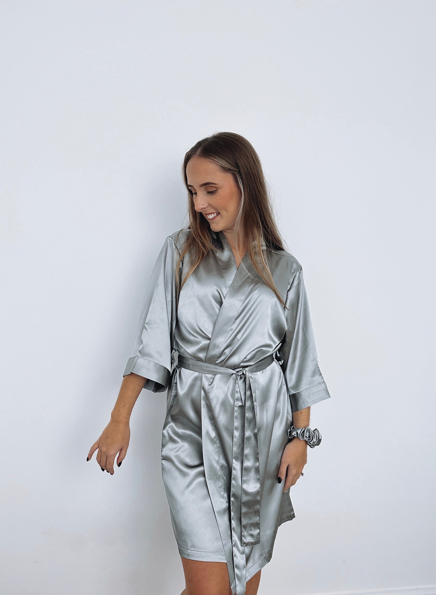 Personalised Satin Robes- Grey