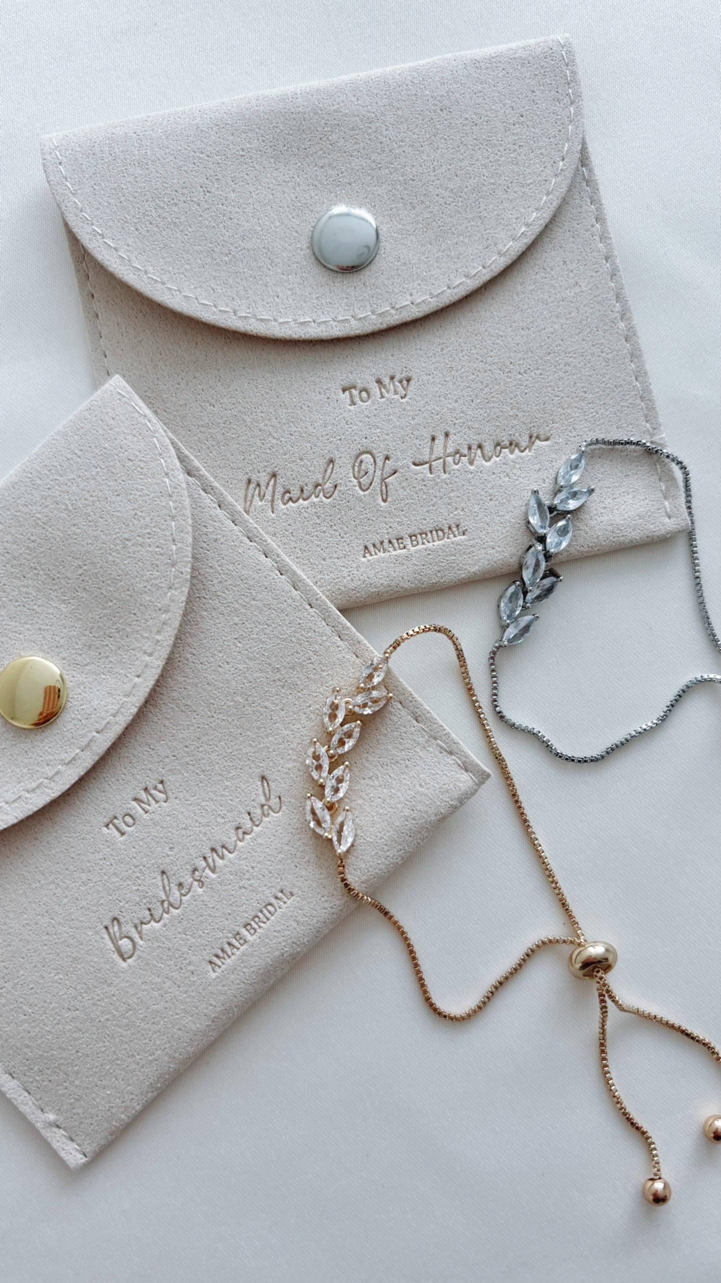 Bridesmaid Diamanté Leaf Bracelet & Pouch
