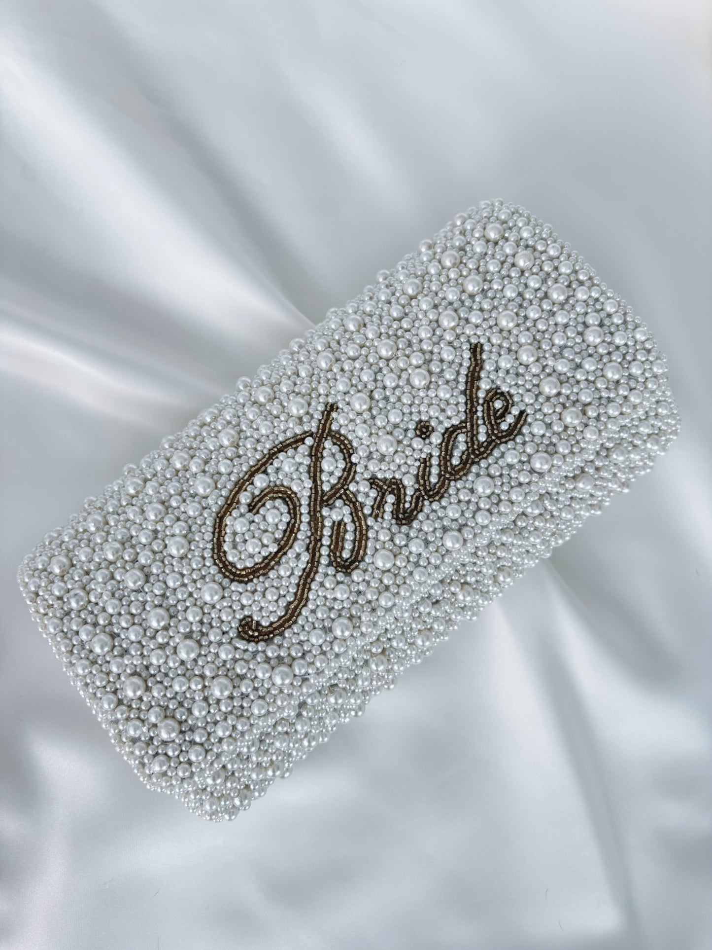 Personalised Pearl and Beaded Bridal Clutch Bag