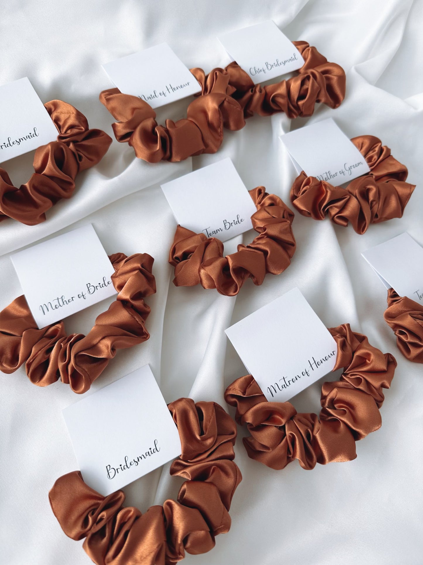 Personalised Rust Satin Scrunchie