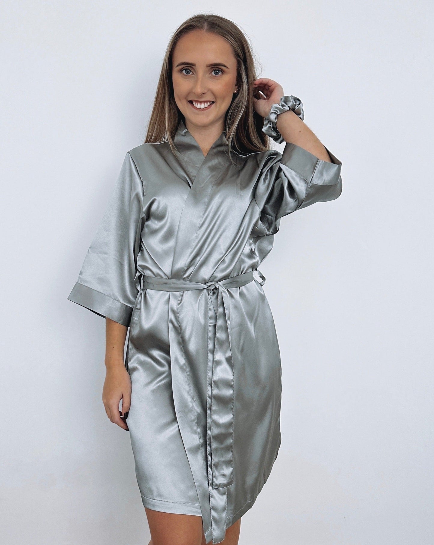 Personalised Satin Robes- Grey