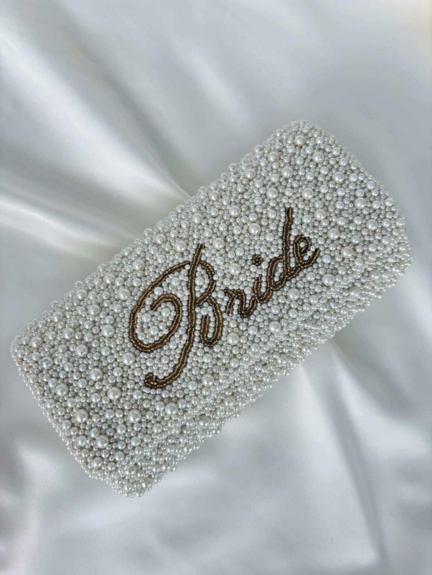 Personalised Pearl and Beaded Bridal Clutch Bag