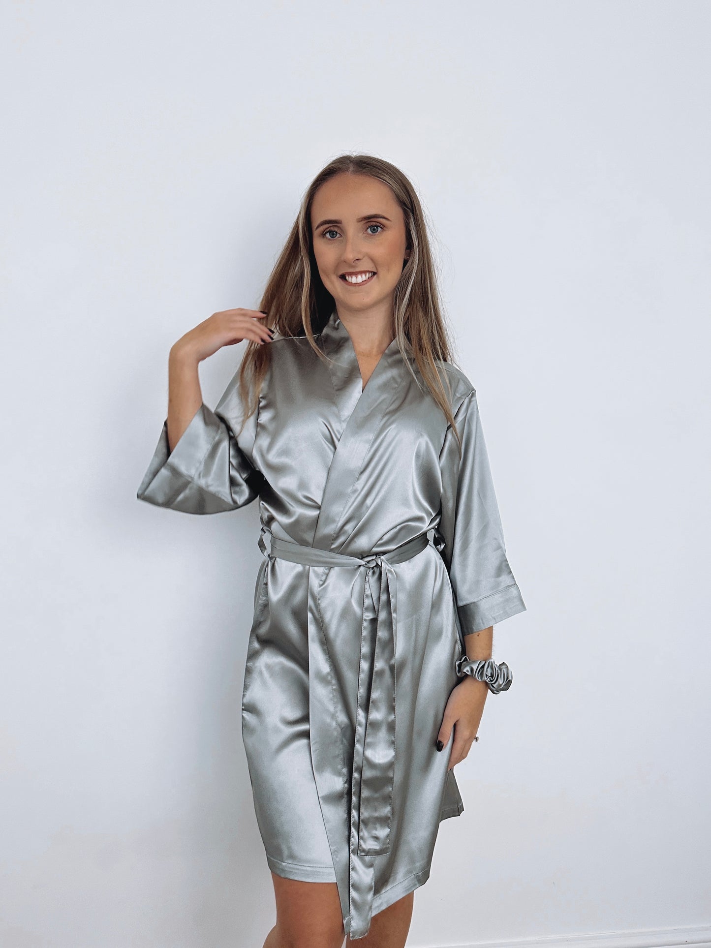 Personalised Satin Robes- Grey