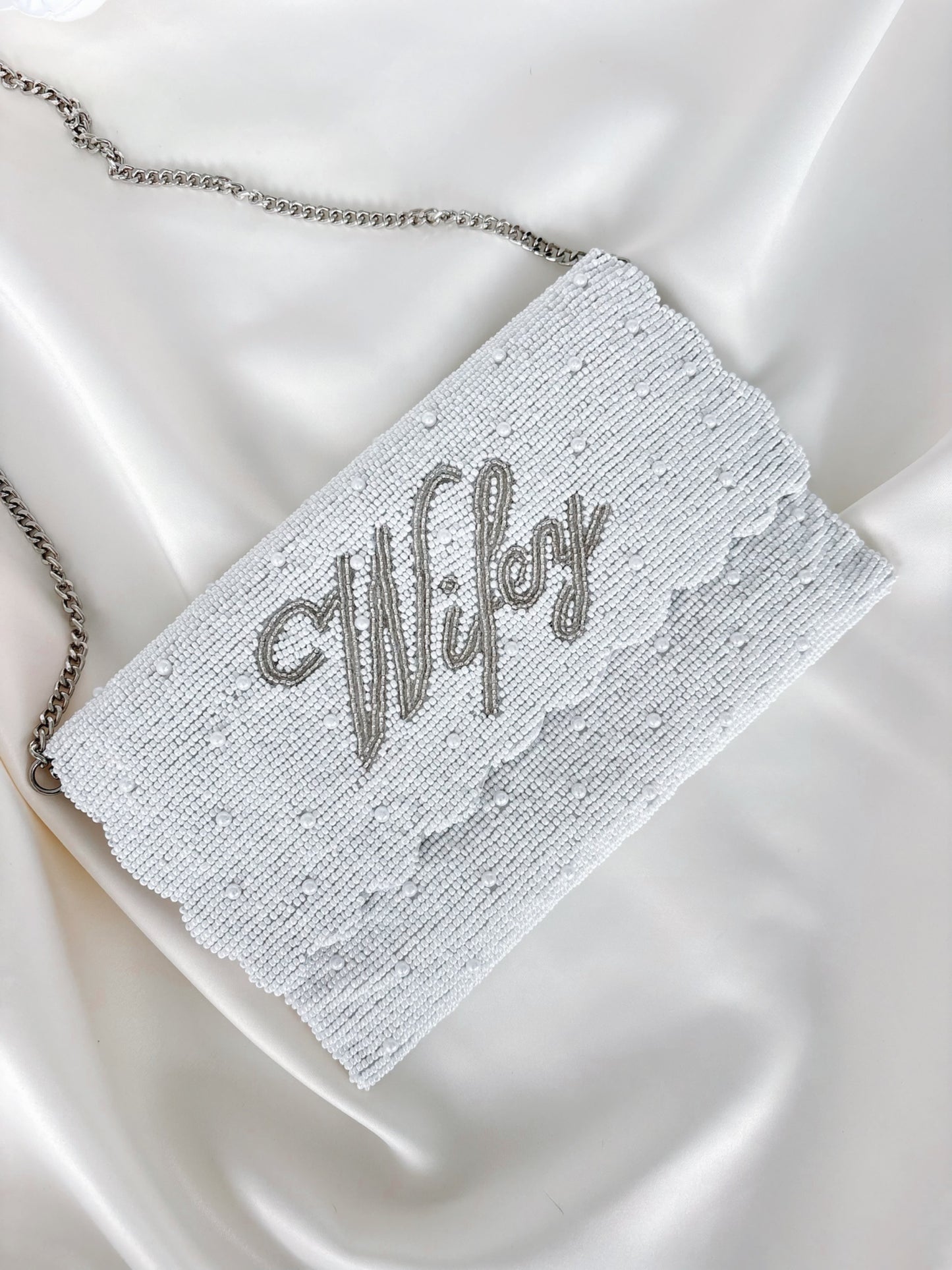 Personalised Beaded Bridal Clutch Bag