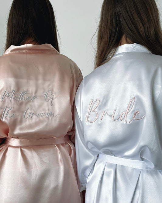 Personalised Embroidered Satin Robe - Pink