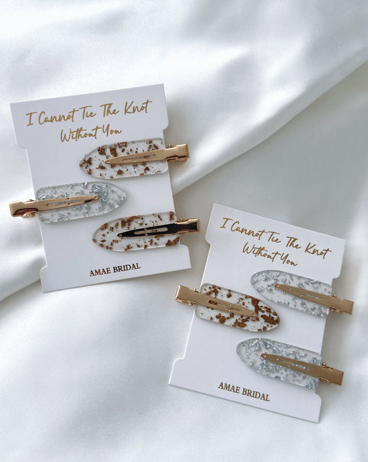 Bridesmaid Gold Foil Hair Clips