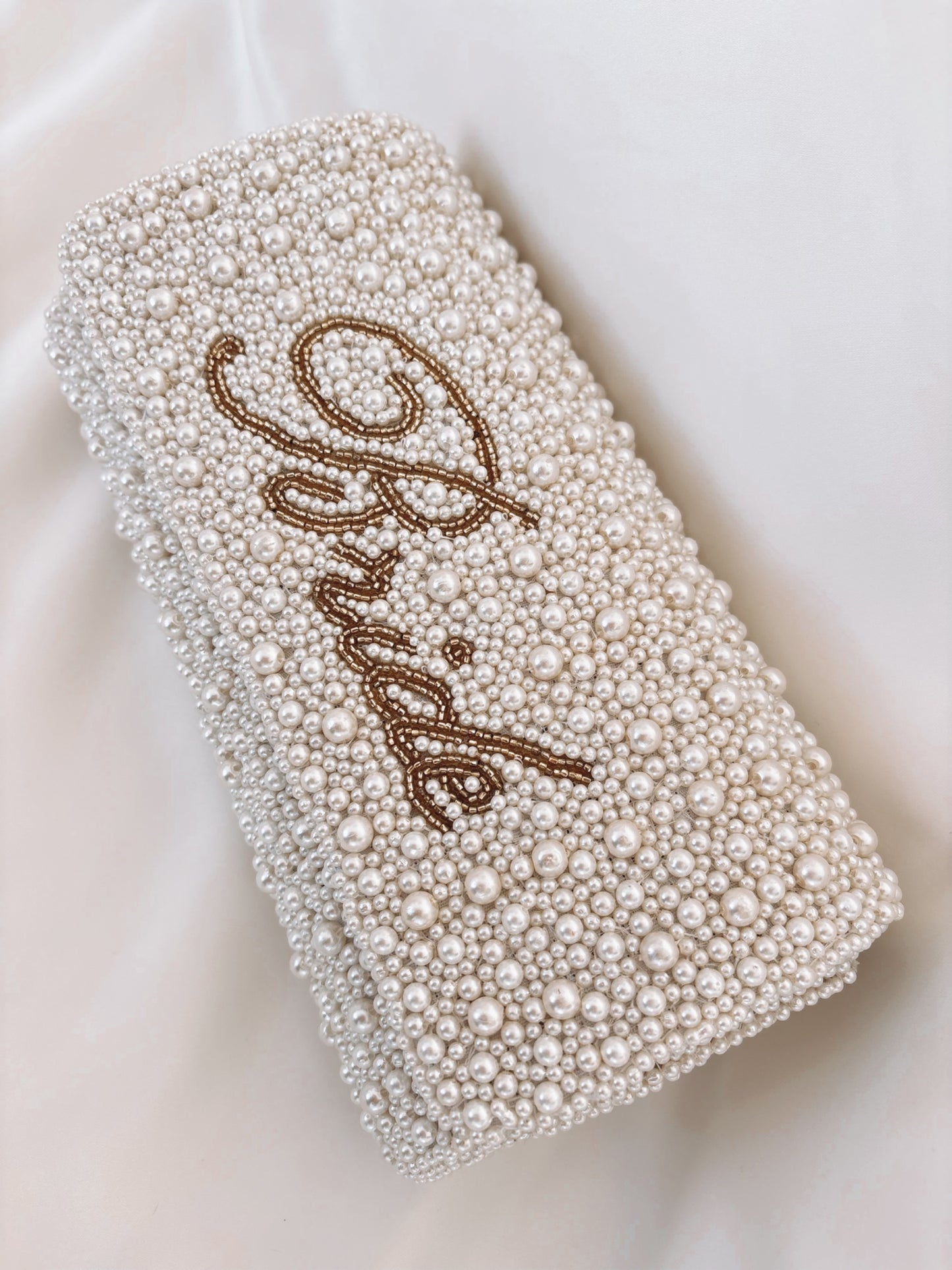 Personalised Pearl and Beaded Bridal Clutch Bag