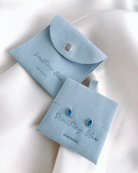 Something Blue Sterling Silver Earrings with Pouch