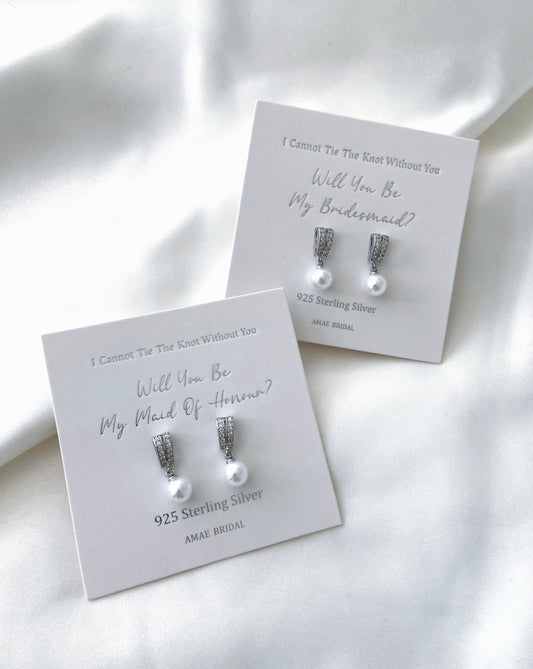 Sterling Silver Pearl Bridesmaid Earrings