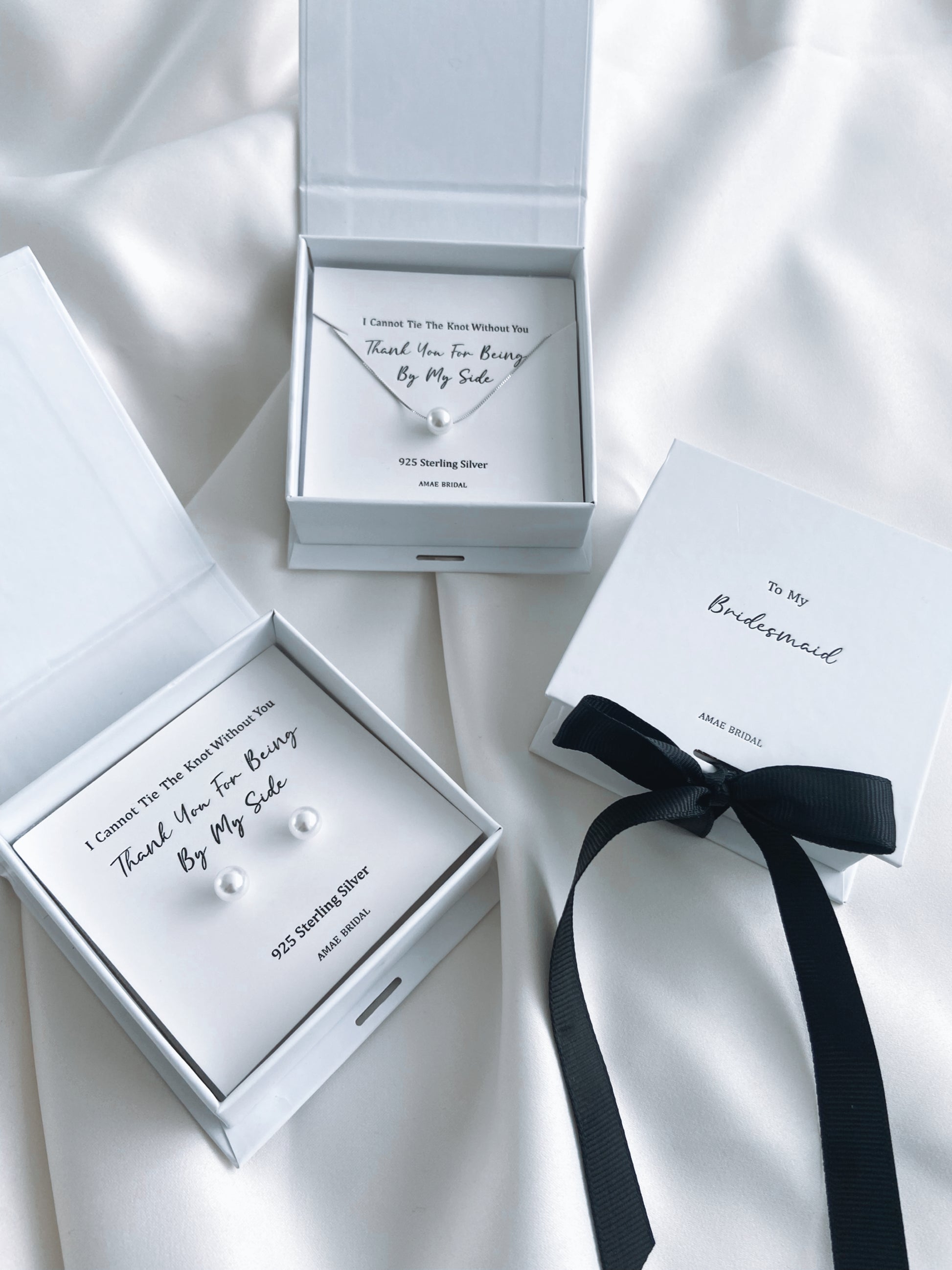 Bridesmaid Sterling Silver Pearl Necklace Gift