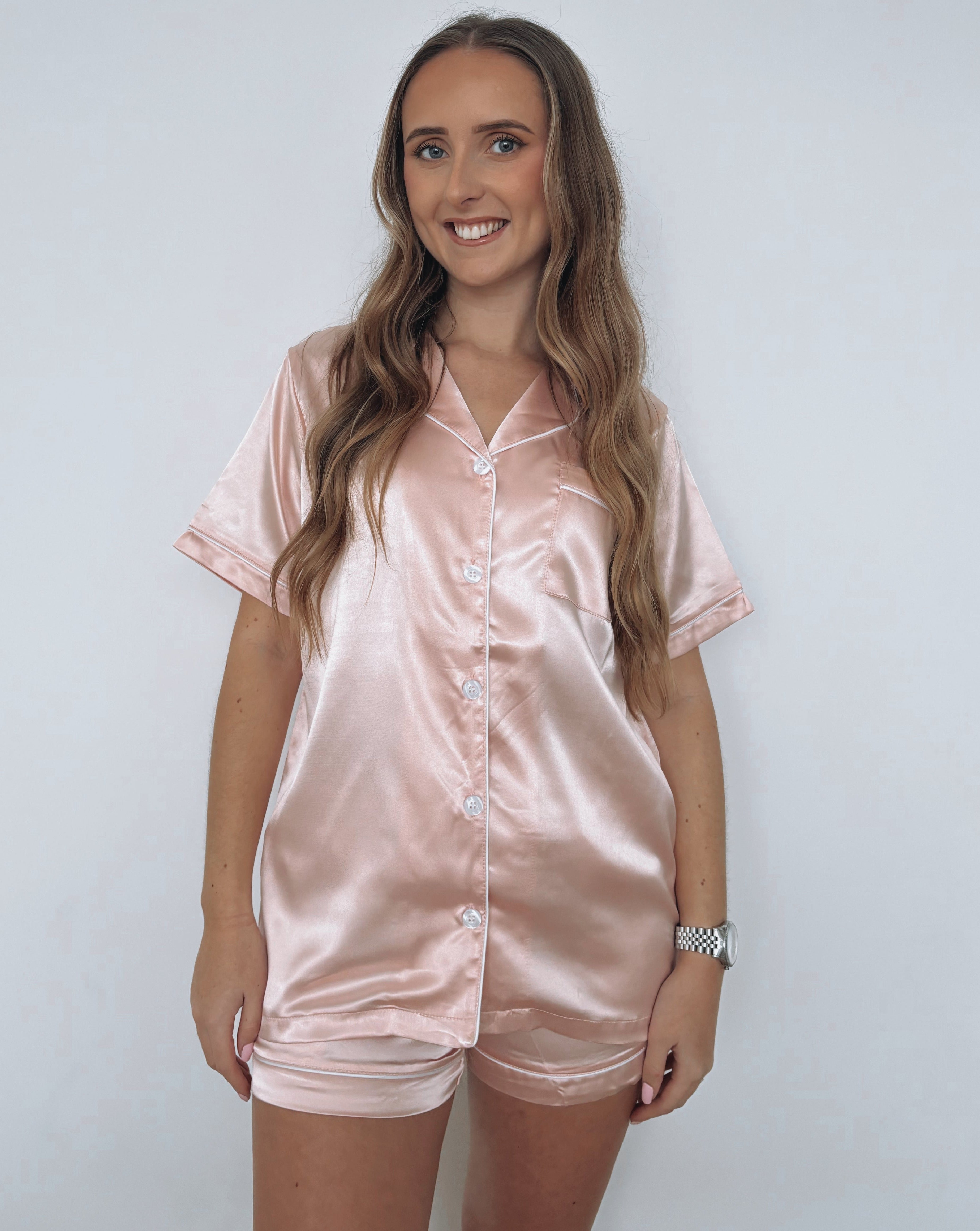 Pink 67 Pyjamas Personalised Pink Pyjamas - Short – AMAE BRIDAL
