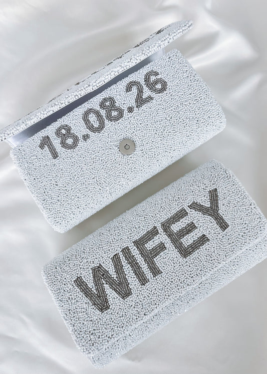 Personalised Beaded Bridal Clutch Bag