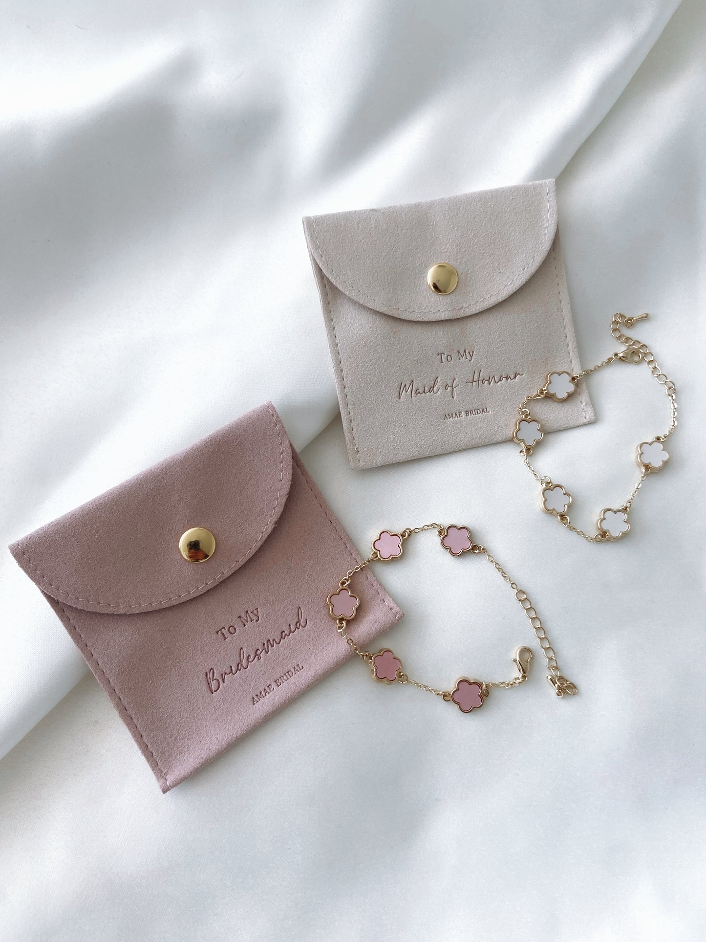 Bridesmaid Flower Bracelet & Pouch