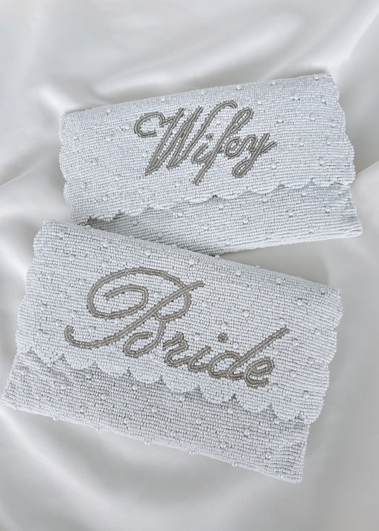 Personalised Beaded Bridal Clutch Bag