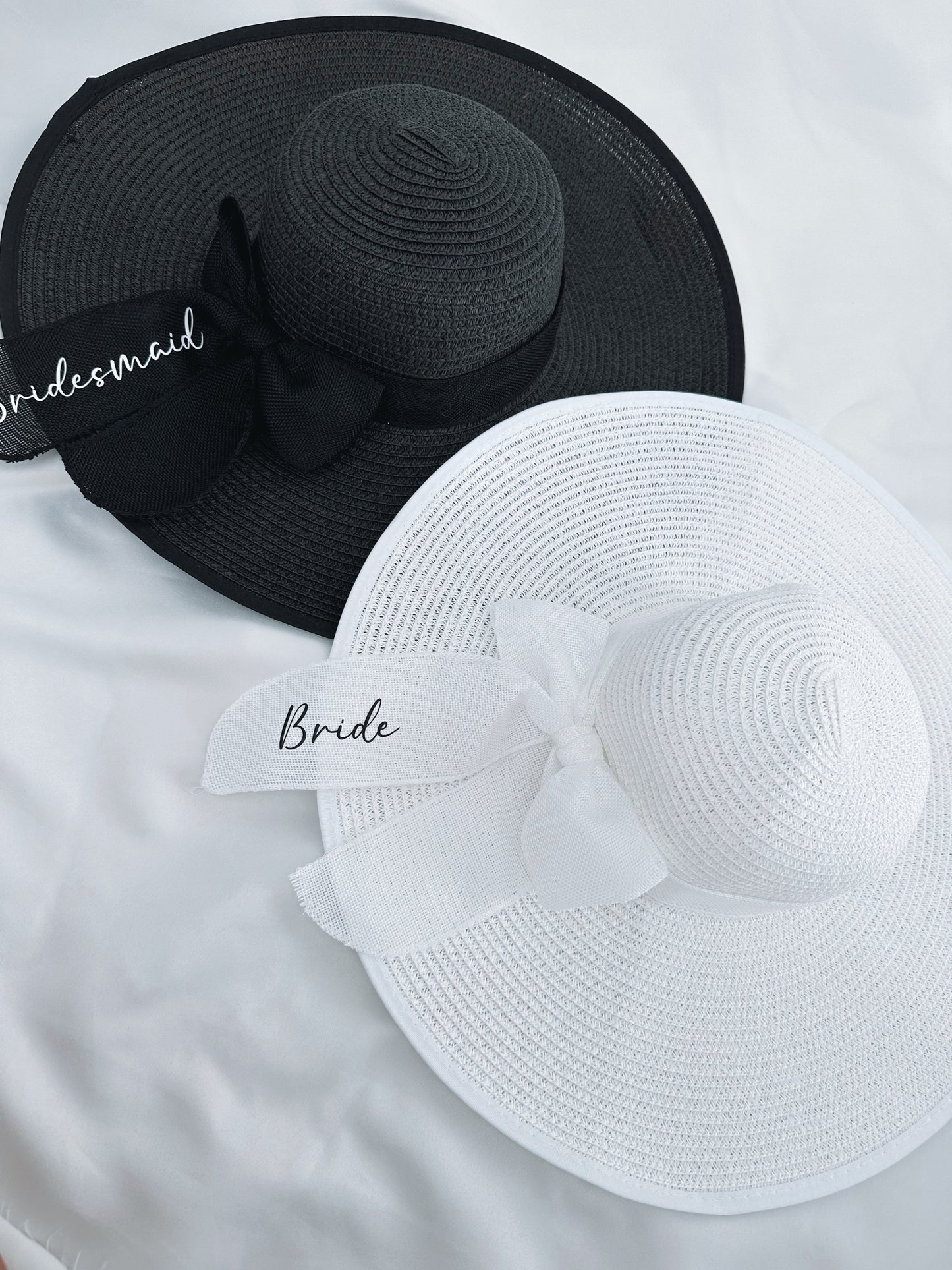 White Personalised Straw Floppy Beach Hat