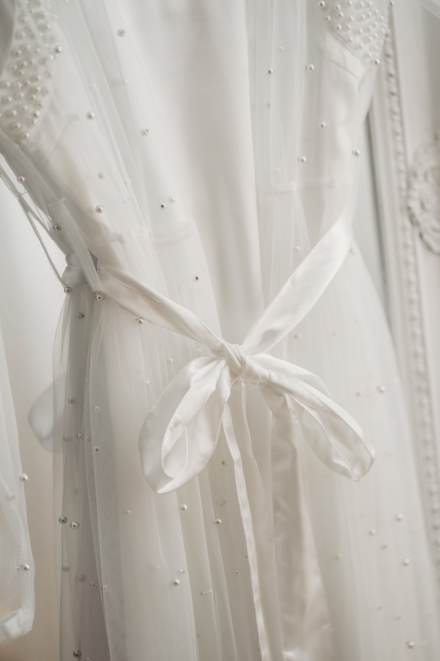 White Pearl Mesh Maxi Robe