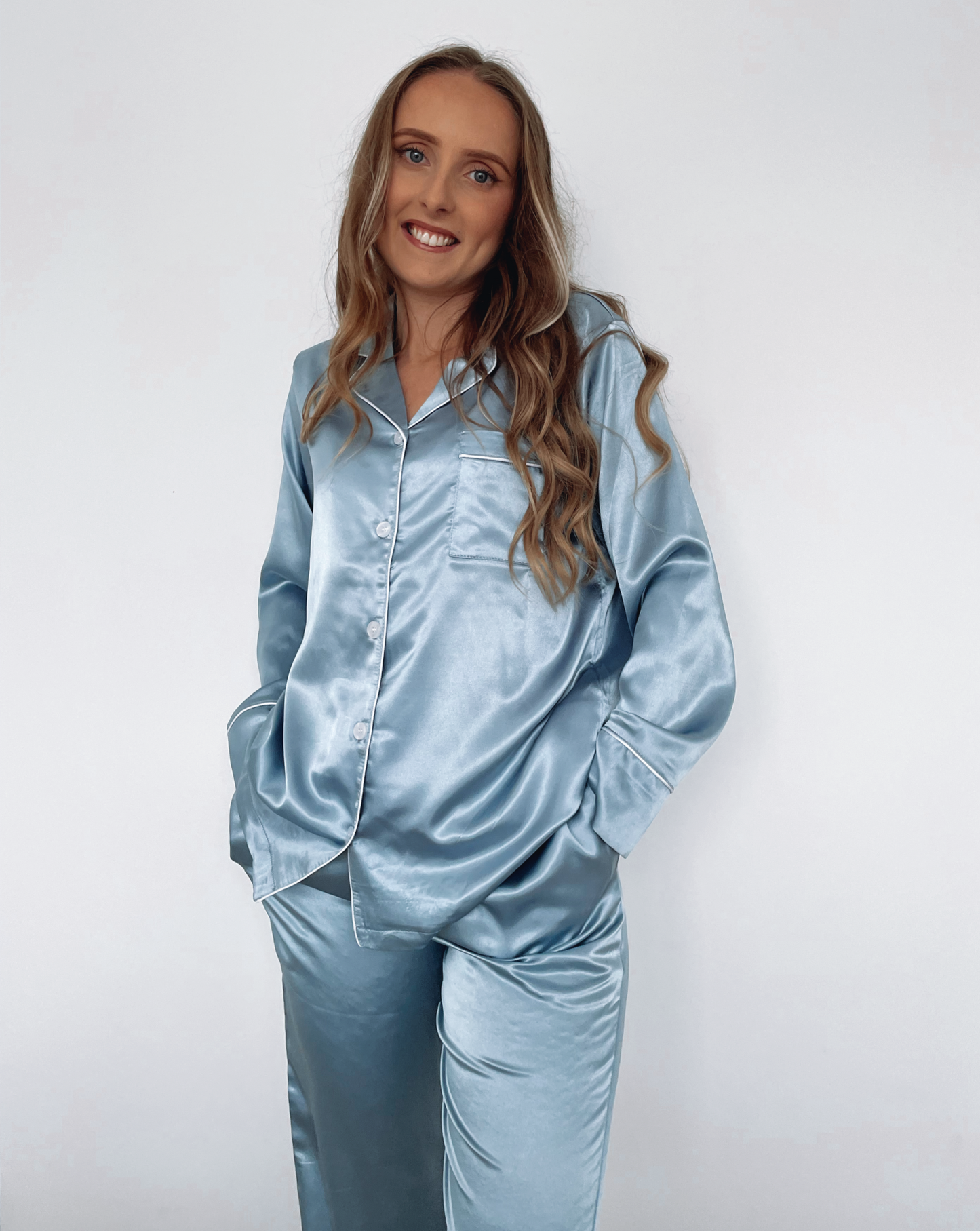 Personalised Dusty Blue Pyjamas - Long