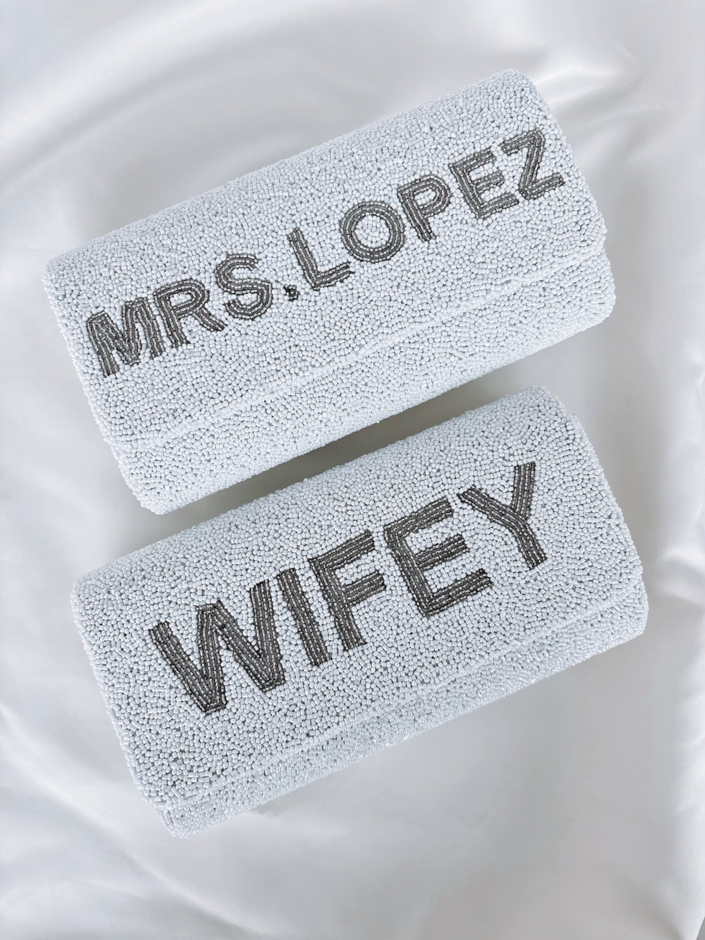 Personalised Beaded Bridal Clutch Bag