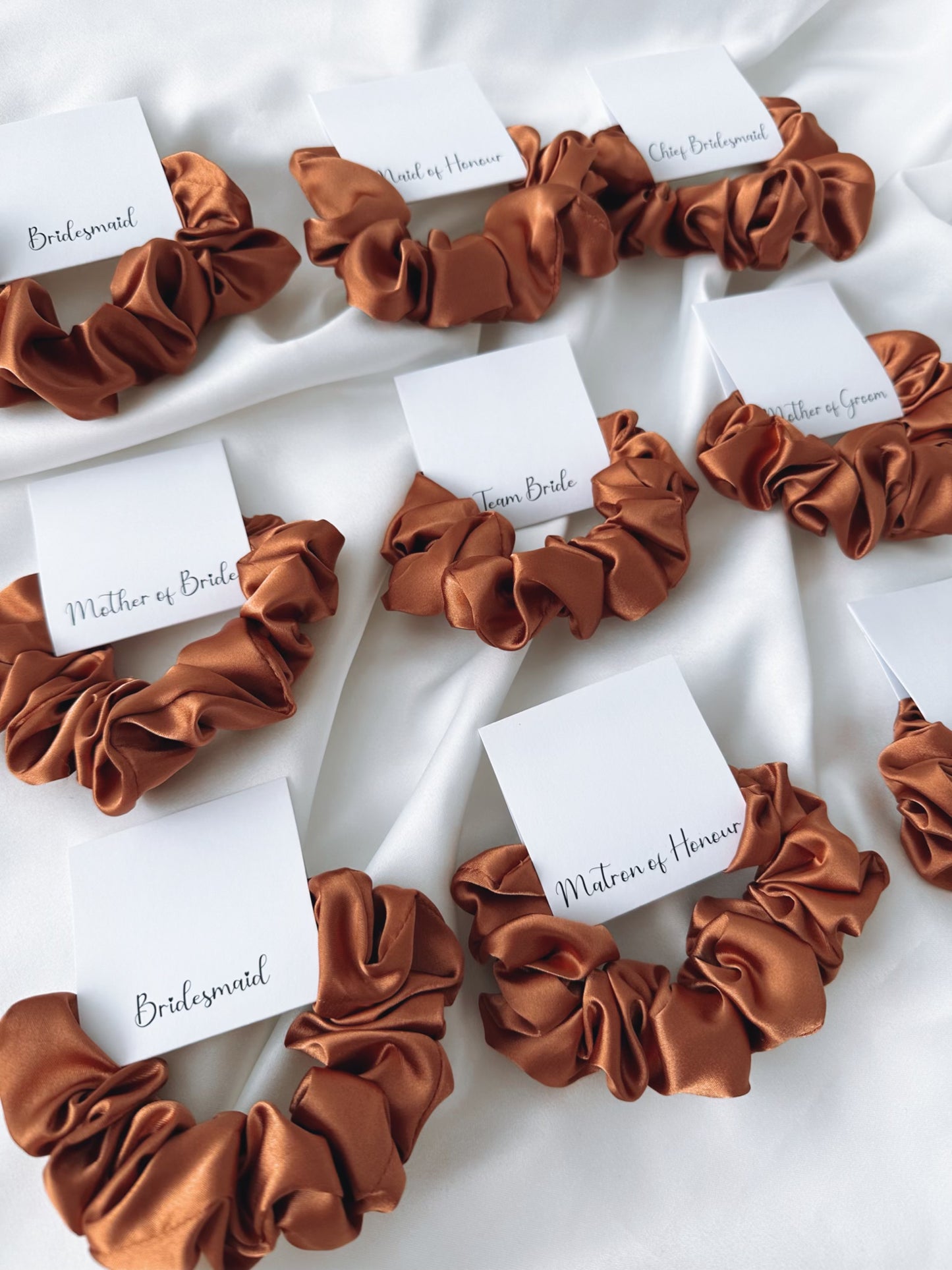 Personalised Rust Satin Scrunchie