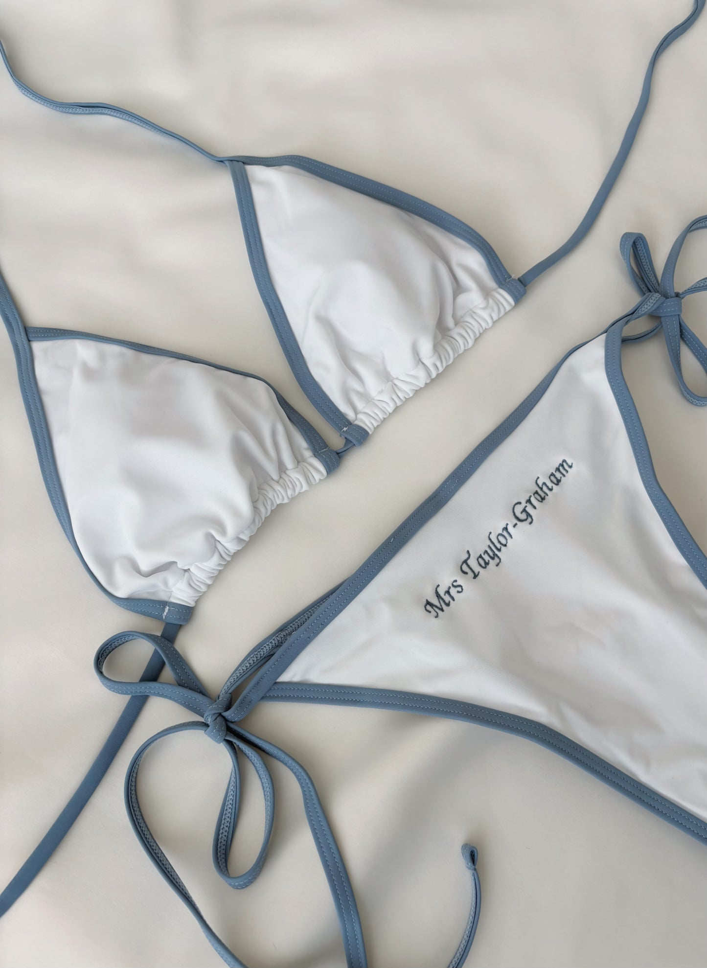 Personalised Embroidered Bikini - White & Blue