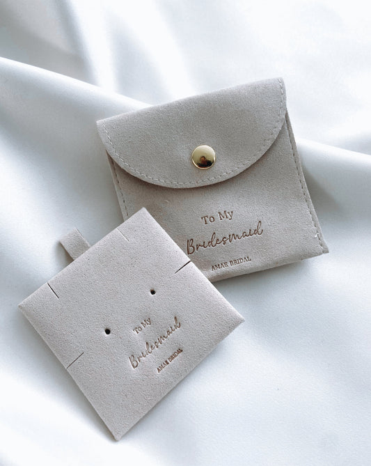 Personalised Bridal Party Jewellery Pouches With Backs - Beige