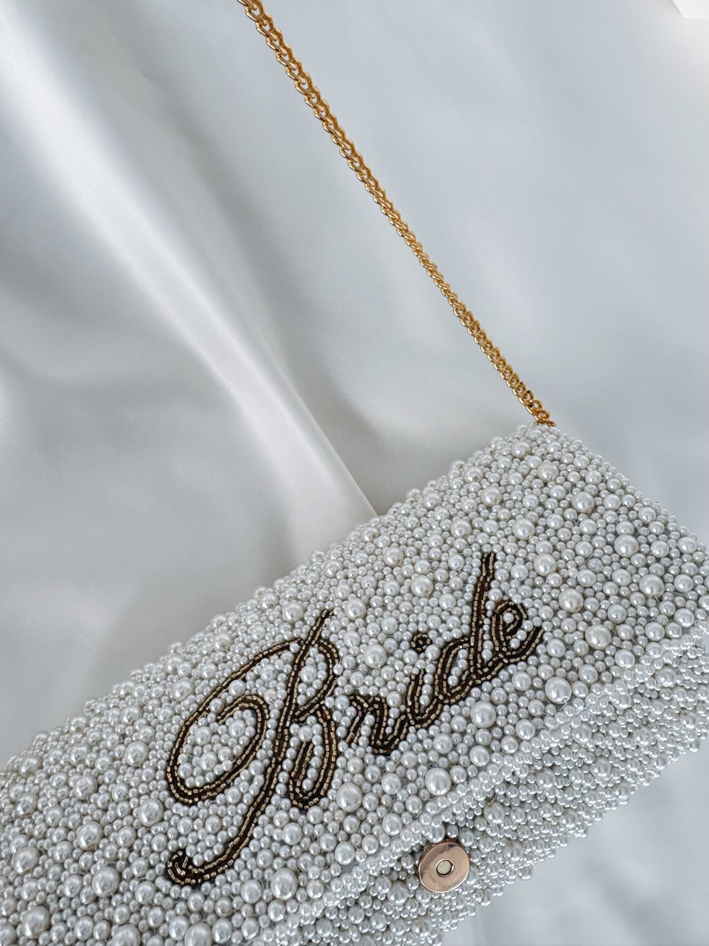 Personalised Pearl and Beaded Bridal Clutch Bag