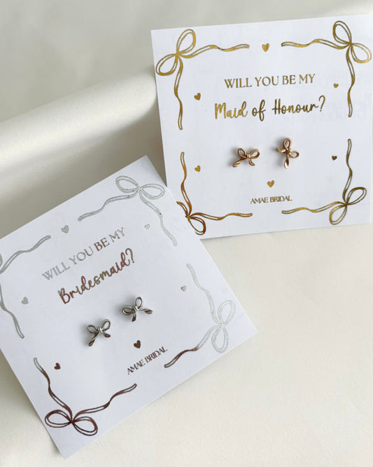 Personalised Bridesmaid Bow Earrings