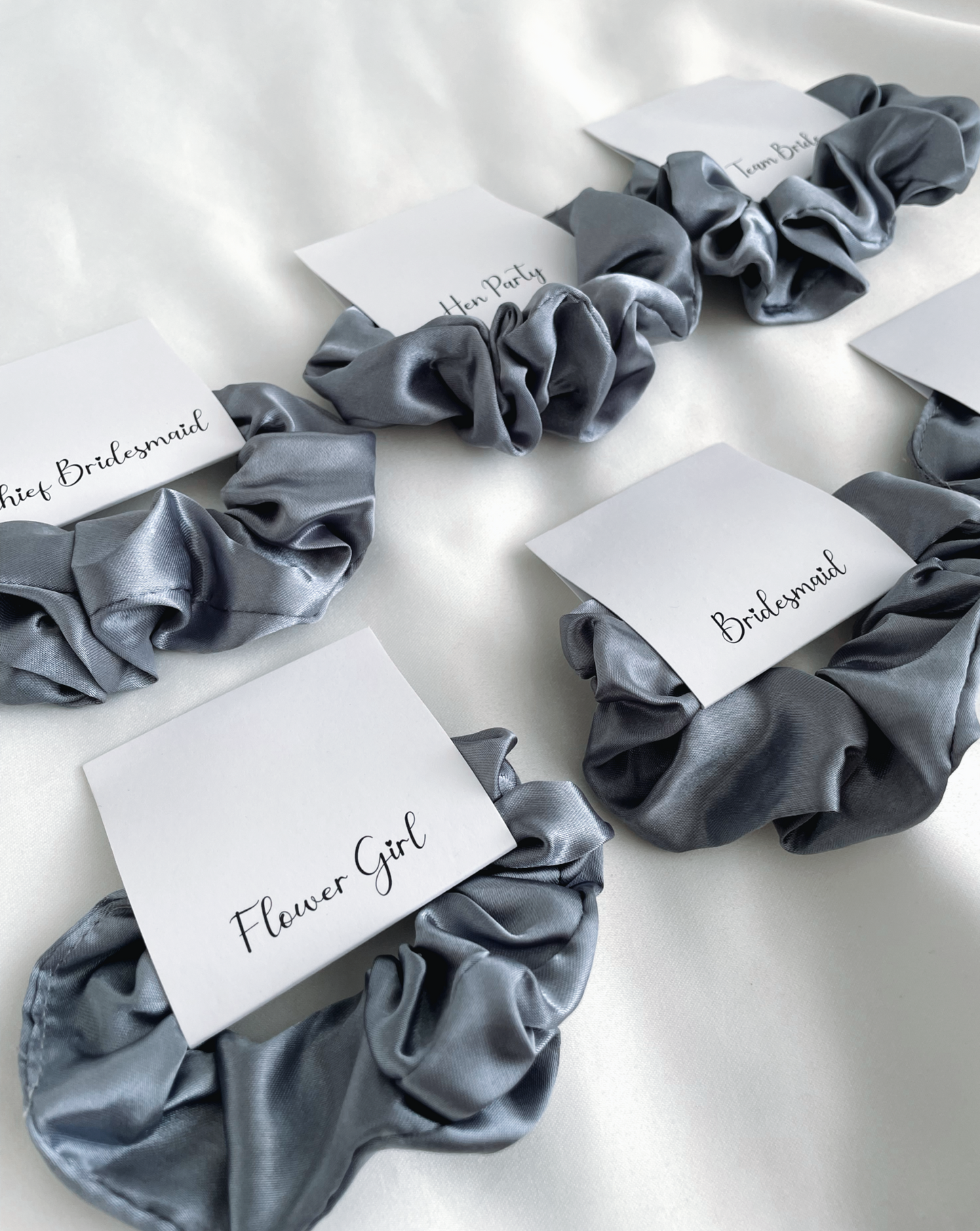 Personalised Dusty Blue Satin Scrunchie