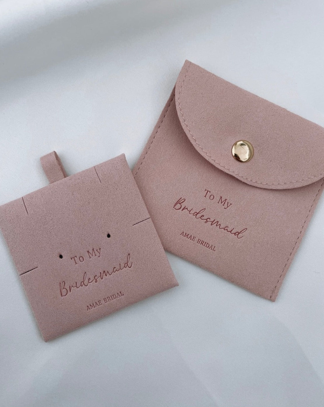 Personalised Bridal Party Jewellery Pouches With Backs- Pink