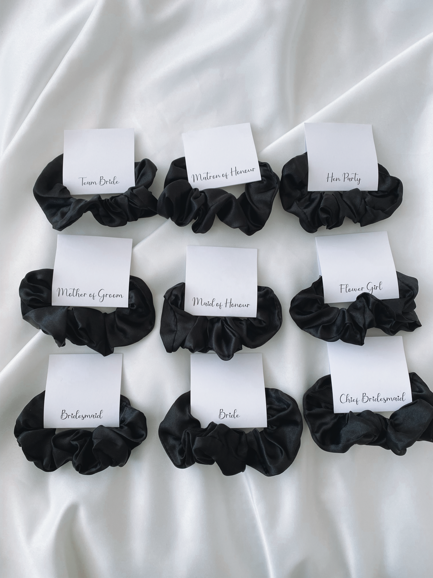 Personalised Black Satin Scrunchie