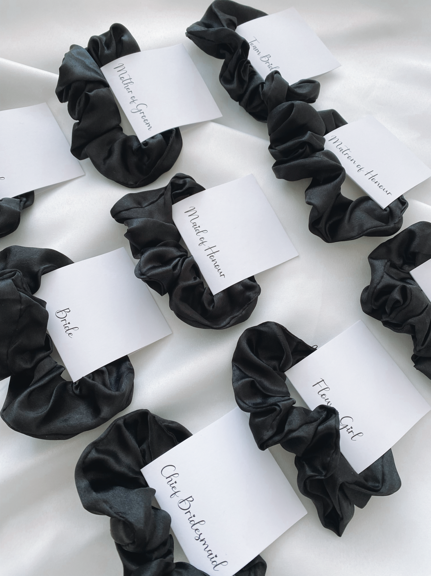 Personalised Black Satin Scrunchie