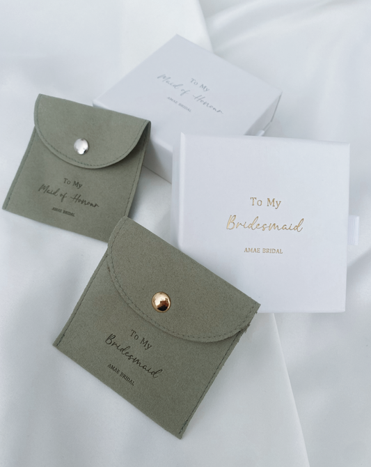 Green Personalised Bridal Party Jewellery Pouches