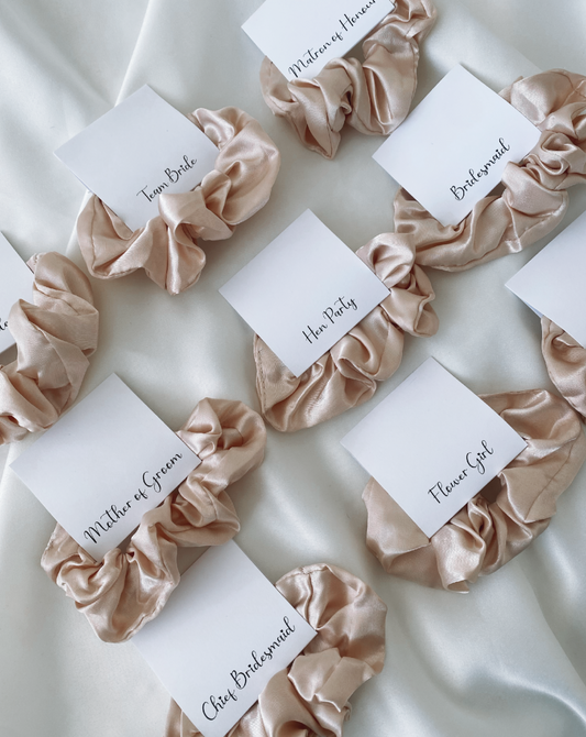 Personalised Champagne Satin Scrunchie