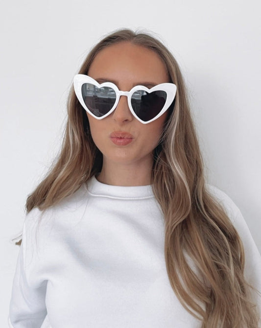Heart Shaped Sunglasses- White